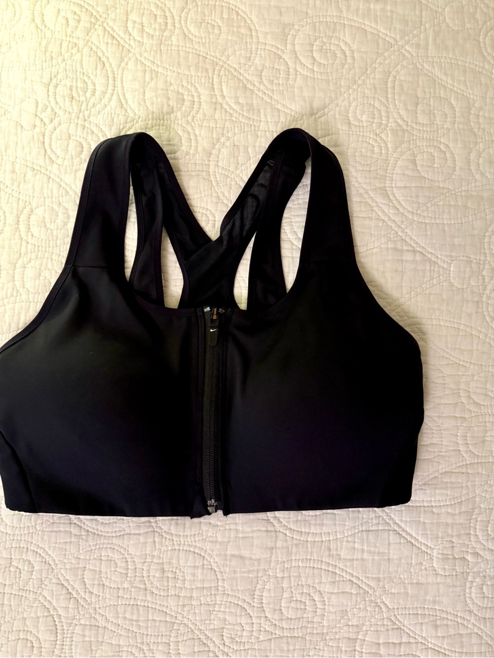 Nike Black Front-Zip Racerback Sports Bra